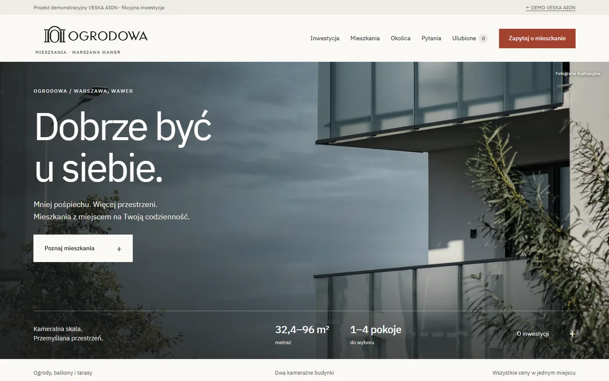 Strona inwestycji Ogrodowa na komputerze