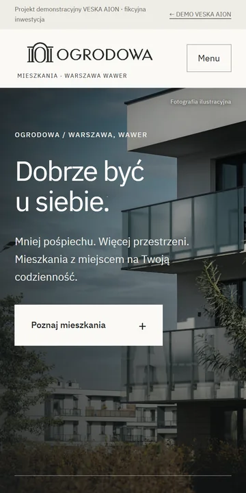 Strona inwestycji Ogrodowa na telefonie